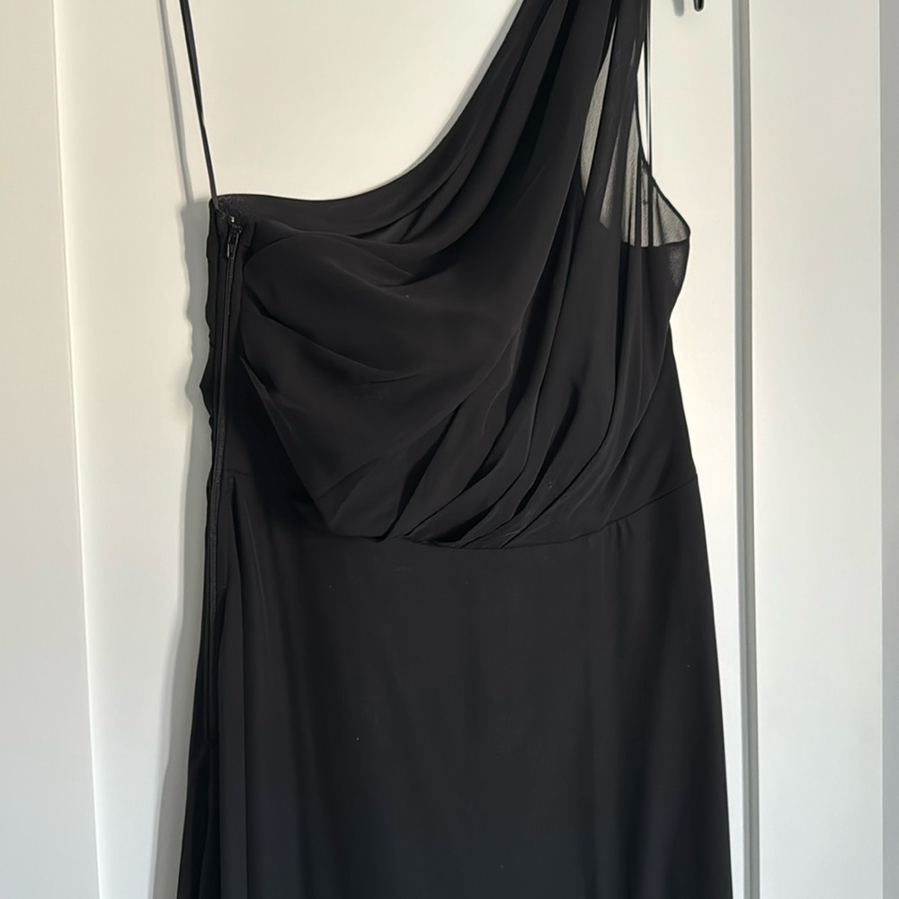 Black birdie grey bridesmaid dress/formal occasion dress. One shoulder.